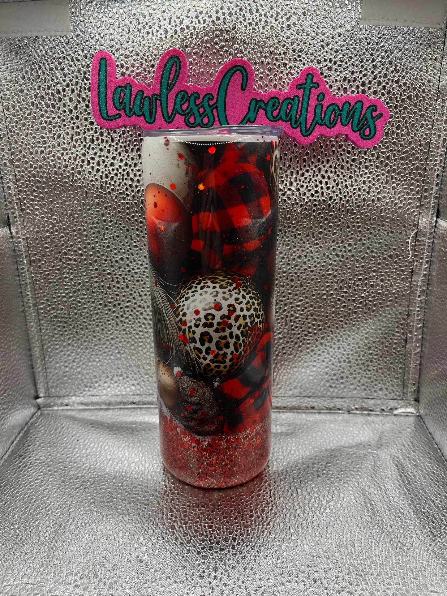 Leopard Cheer 20 oz Skinny Tumbler