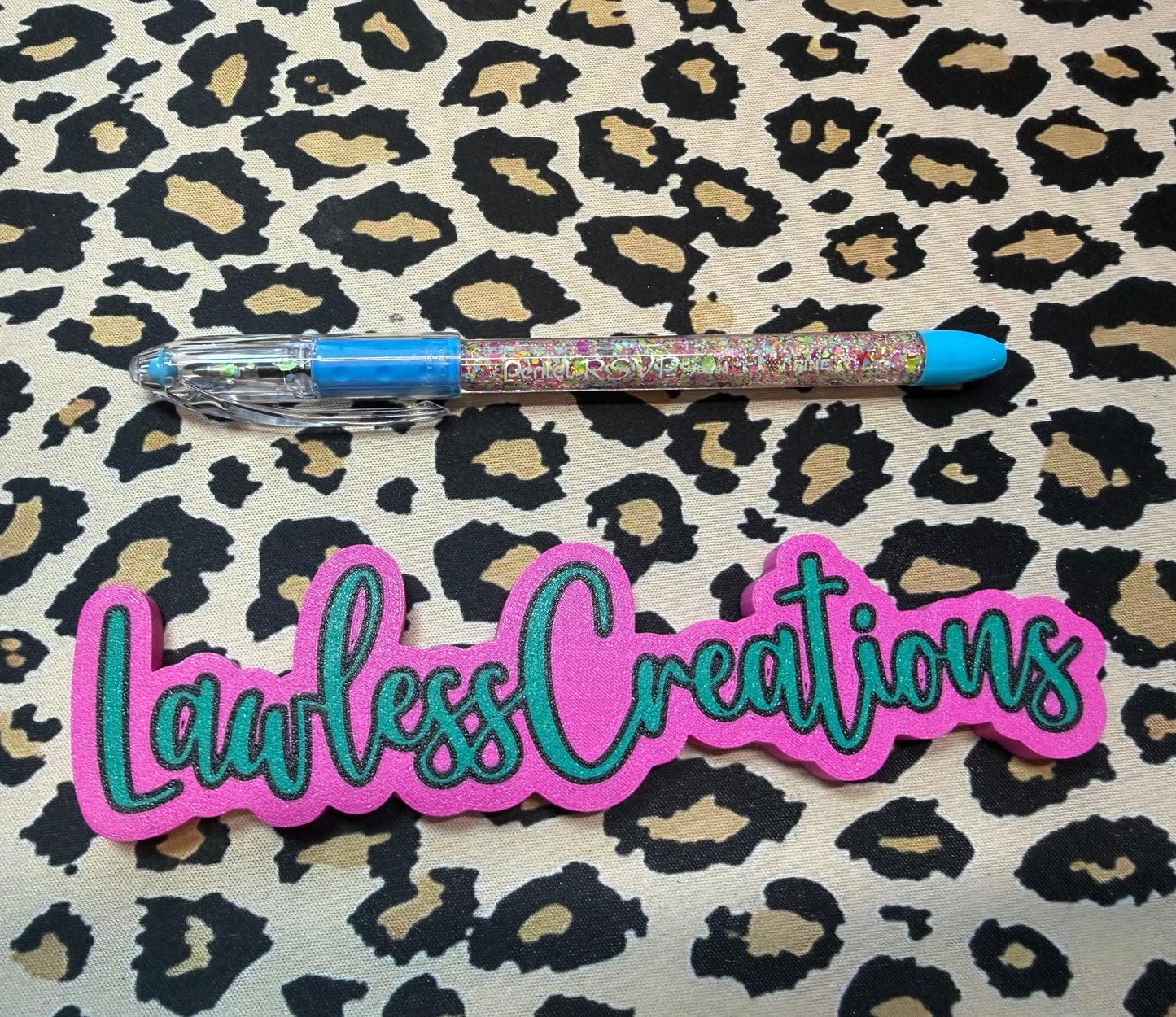 Light blue RSVP glitter pen