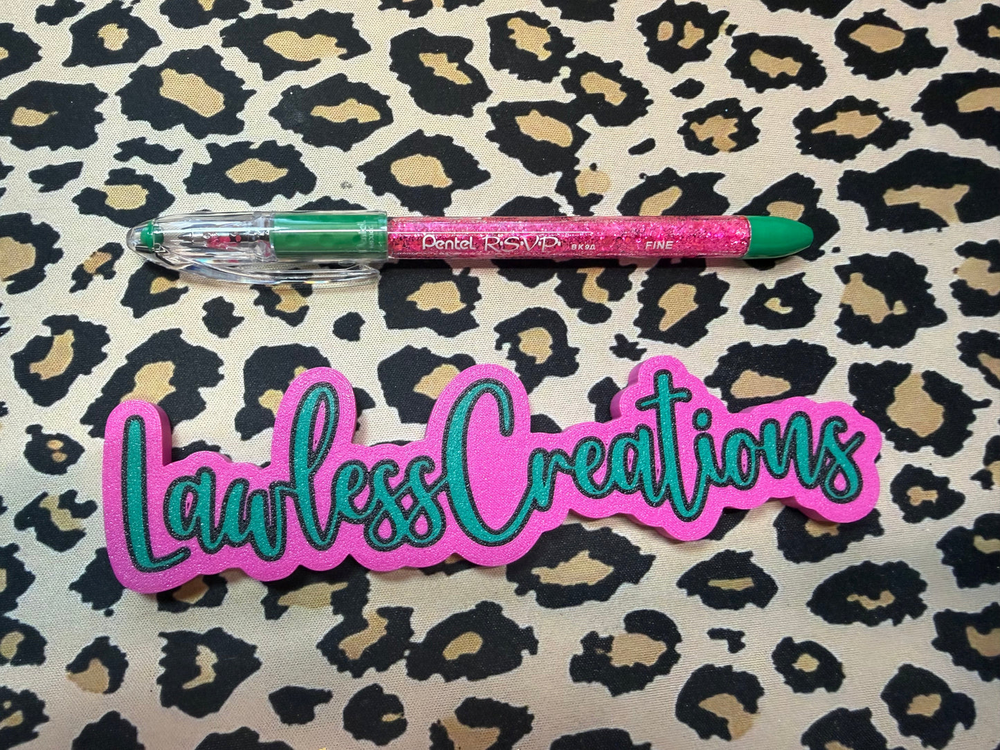 Green RSVP glitter pen