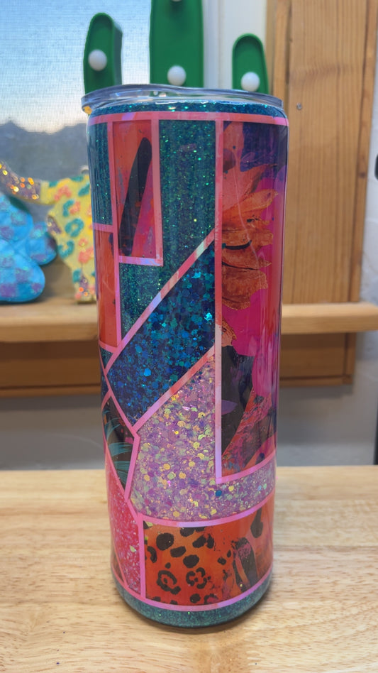 Summer Glitter Mixed Media  20 Oz Tumbler