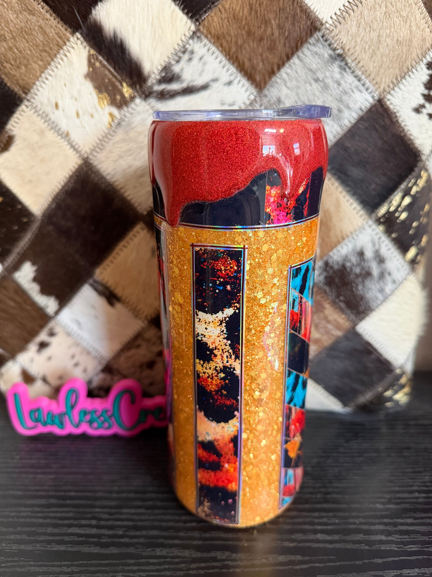 20 oz Multi Media Red Drip Tumbler