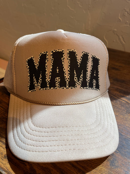 Tan Mama Leopard Trucker Hat