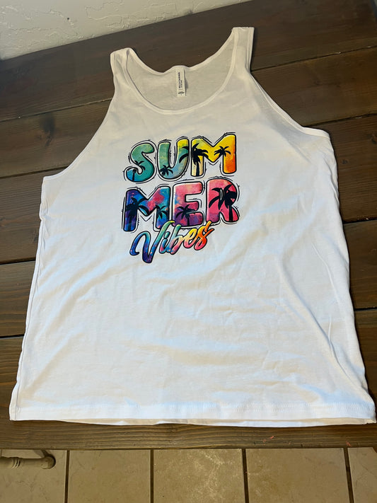 Summer Vibes White Tank Top