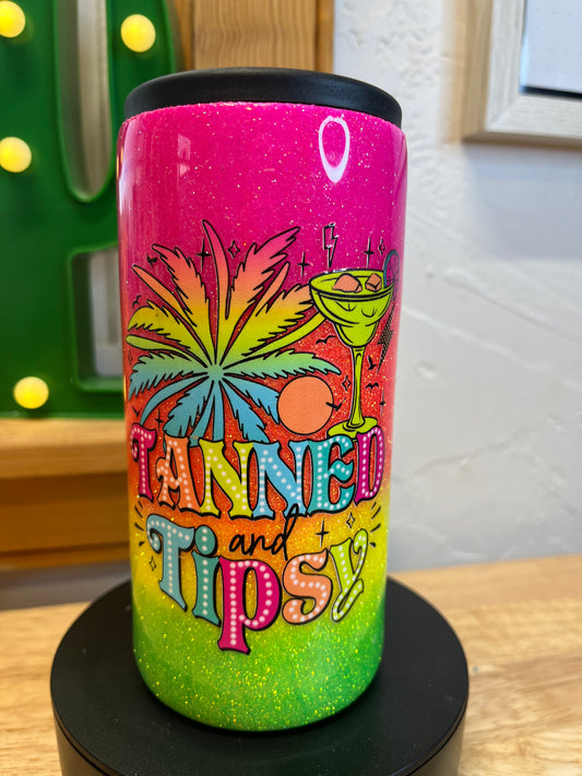 Tanned and Tipsy Stainless Steel Skinny Can Coozie