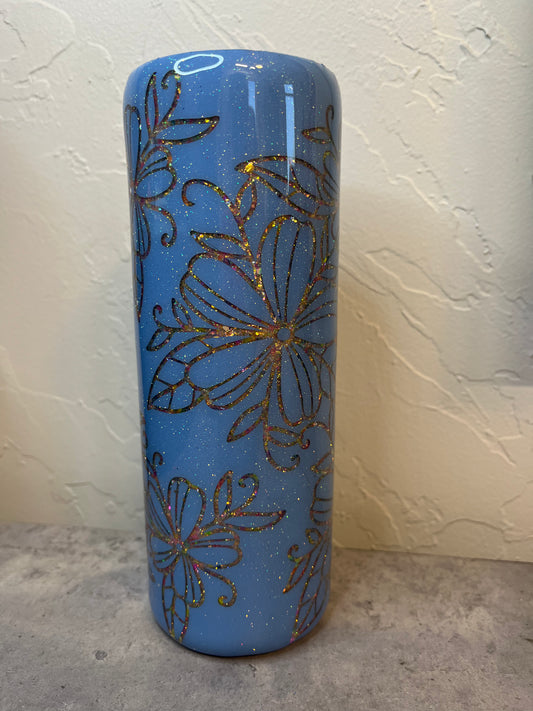 20 oz Baby Blue Rainbow Peak-a-boo Tumbler