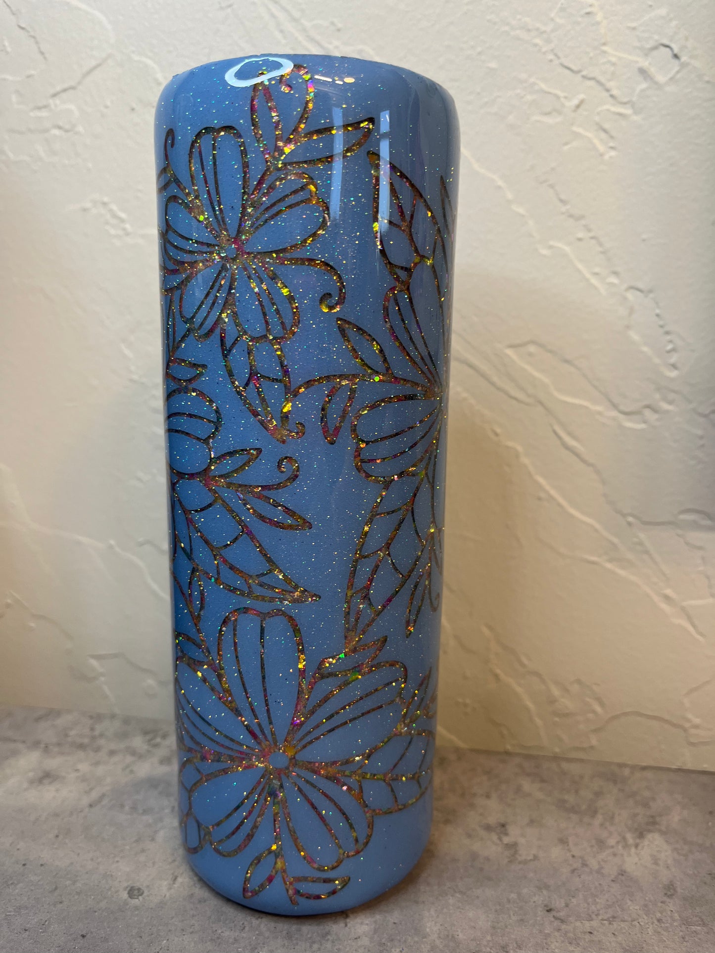 20 oz Baby Blue Rainbow Peak-a-boo Tumbler