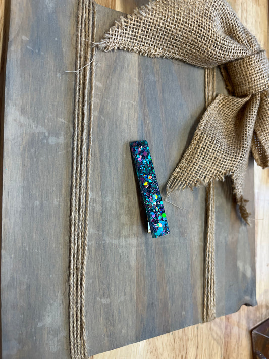 Small Teal and pink hair clip