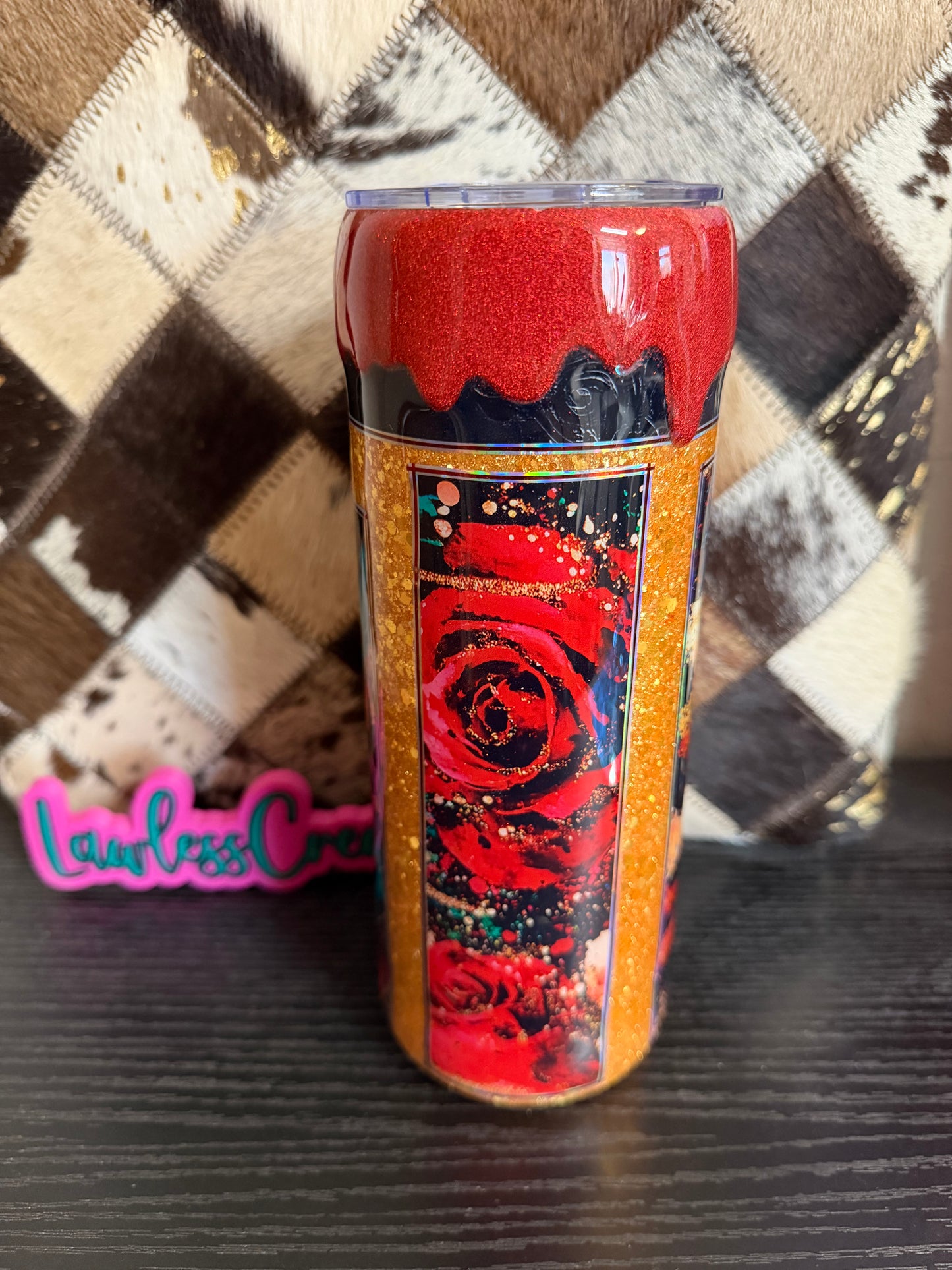 20 oz Multi Media Red Drip Tumbler