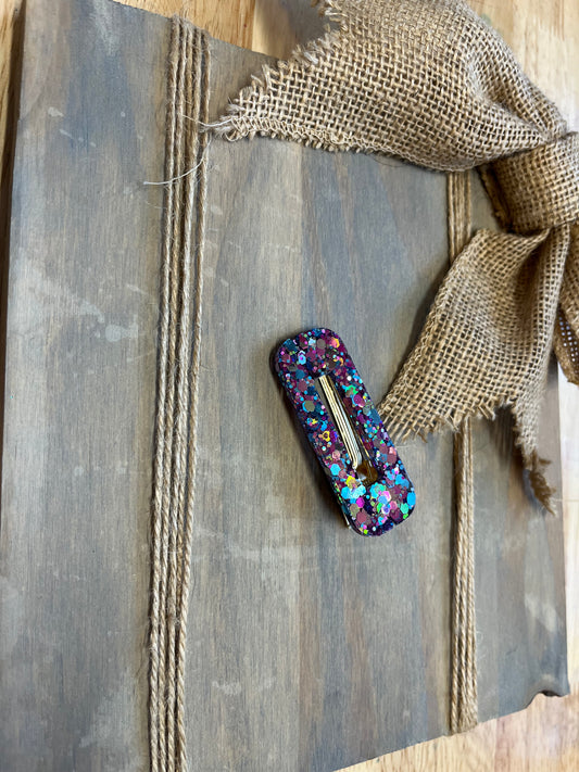Small Teal and pink hair clip