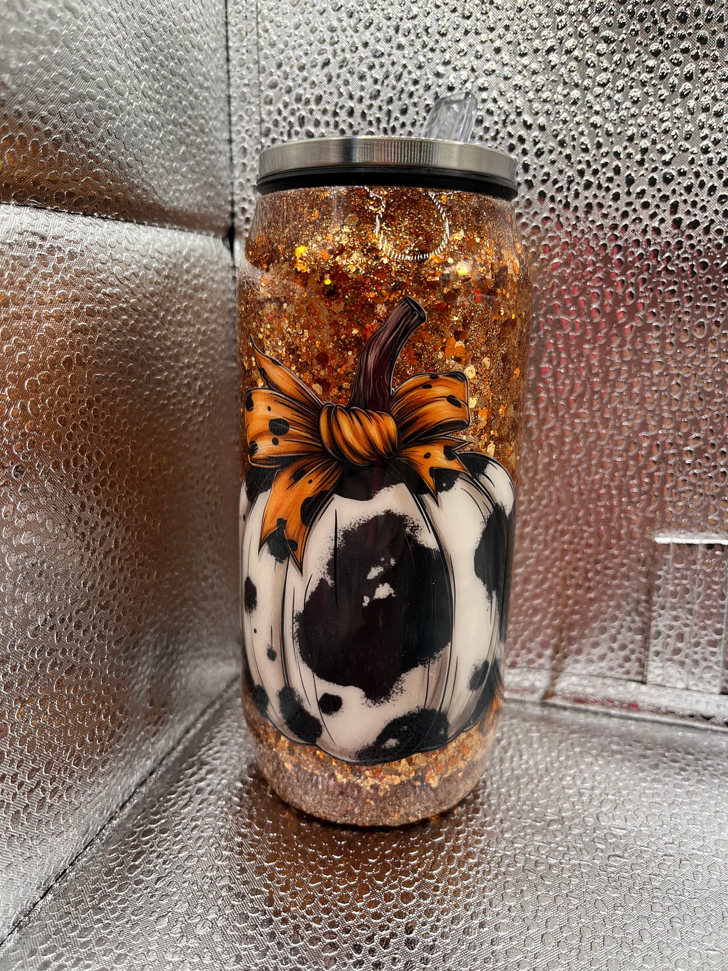 Cowhide Chrome 12 oz Soda Can Tumbler