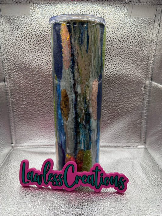 Blue & Green Rustic Raindrop 30 oz Skinny Tapered Tumbler