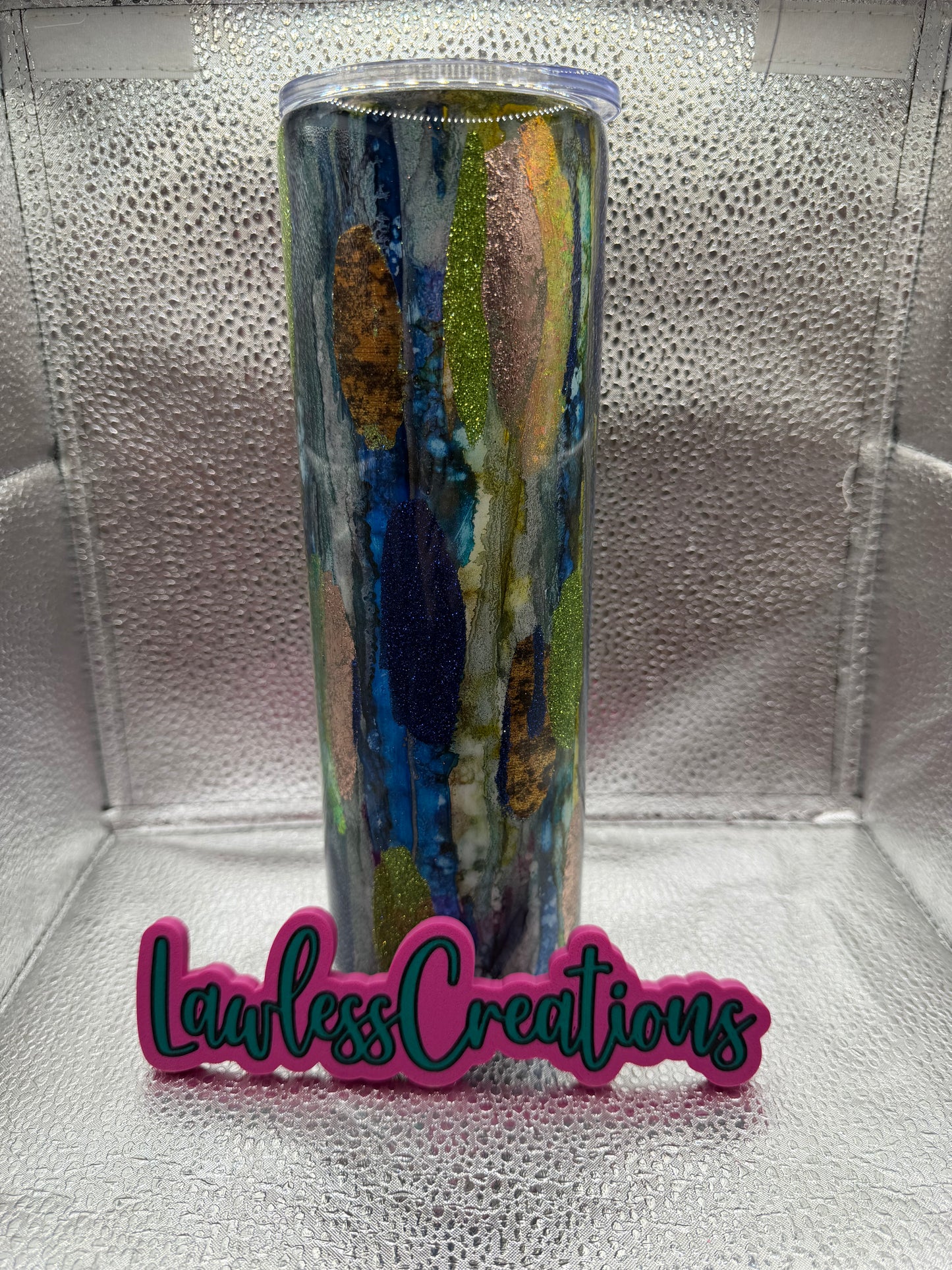 Blue & Green Rustic Raindrop 30 oz Skinny Tapered Tumbler