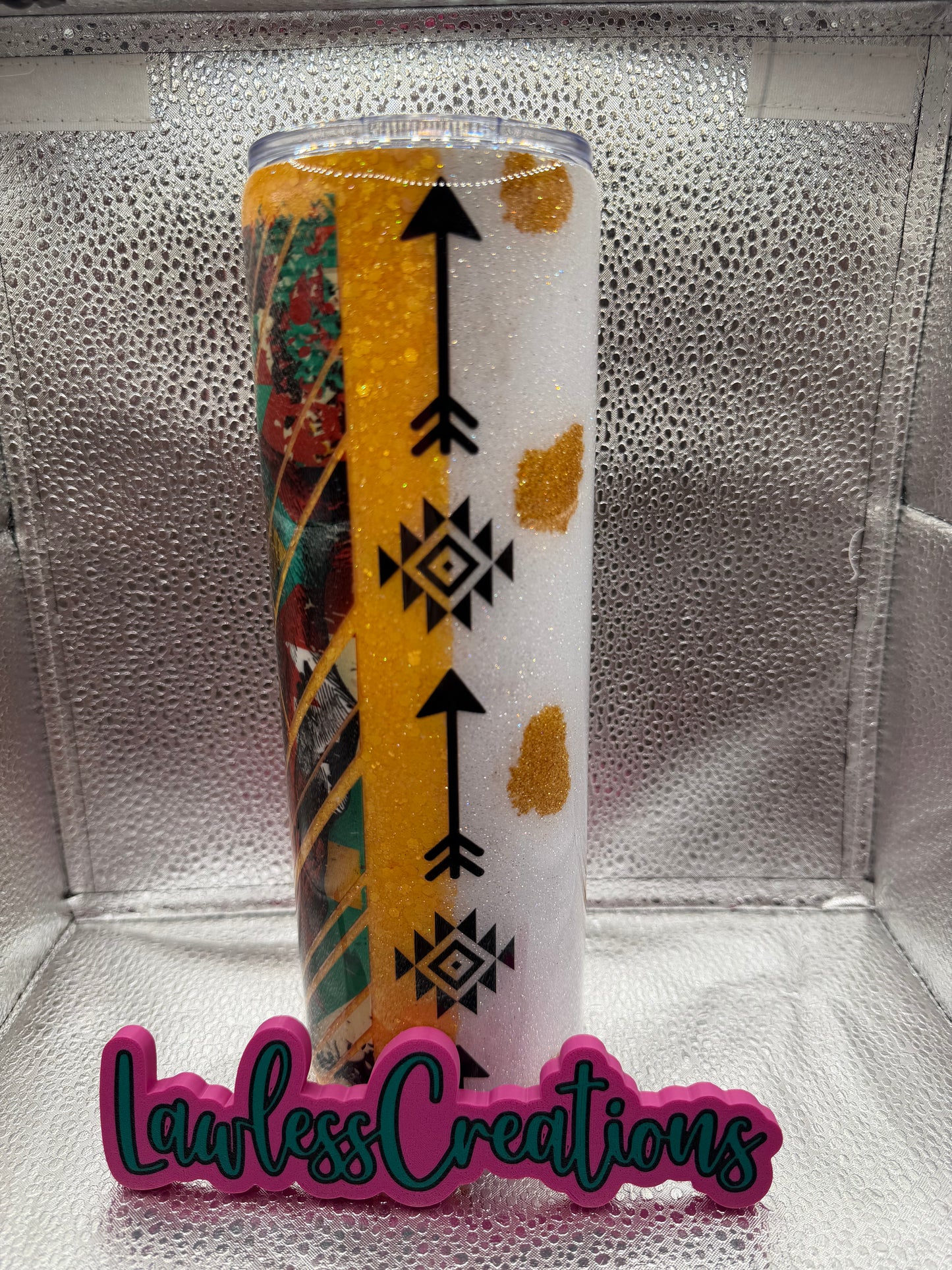 Split Cowprint 30 oz Skinny Tumbler
