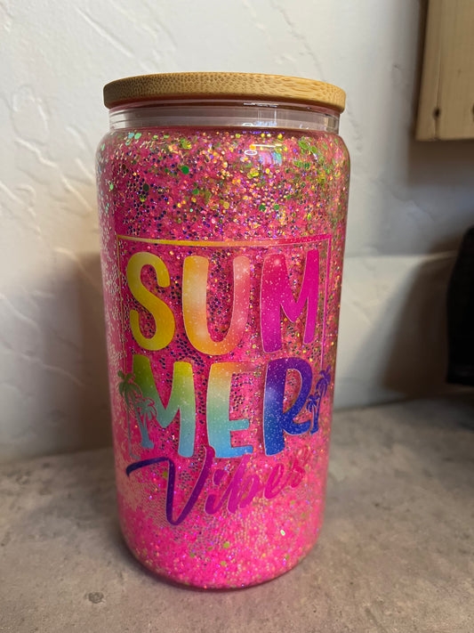 16oz Glass Summer Vibe Snow Globe