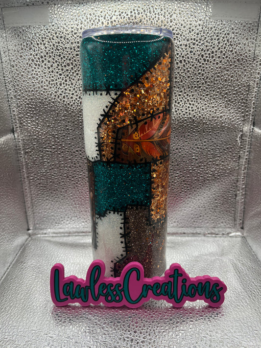 Feather Patchwork 30 oz Skinny Tumbler